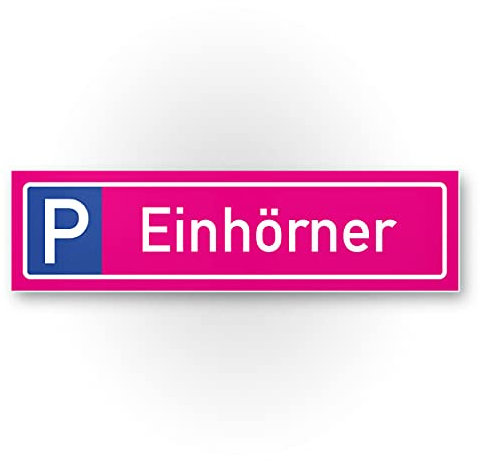 Komma Security Einhorn Schild Parkplatz Einhörner - 40 x 10 cm rosa Schild Parkplatz süße Wanddeko Geschenk - Deko Türschild Mädchen Geschenkidee Geburtstagsgeschenk Freundin