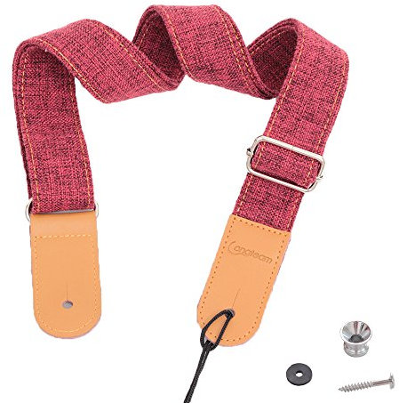 Rufun Ukulelegurt Retro Mädchen Baumwolle Leinen Leder Ukulele Gurt Gurtsicherungen Einstellbar Retro Mini-Gitarre (Rot)