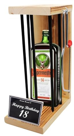 Jägermeister Geschenke 18 Geburtstag Eiserne Reserve Black Edition Text s/w Happy Birthday 18 Geburtstag Geschenkidee Kräuter Likör (1 x 0.35 l)