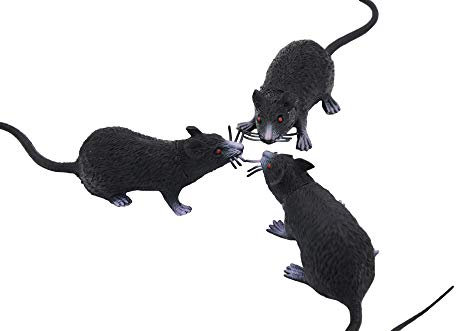 3 Pack Fake Rat, realistische Maus Modell, Halloween Tricks Streiche Requisiten Spielzeug PVC
