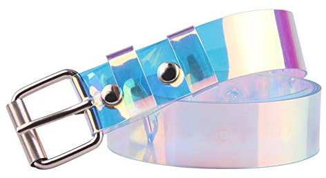 Transparent-Frauen-Gurt Laser Holographic Klar Dornschliesse Breite Taille Bands Bund Invisible Punk Gürtel