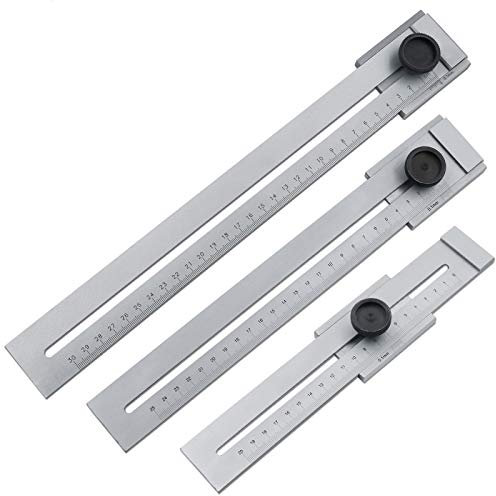 BE-TOOL Misuratore di marcatura in acciaio inox da 0 a 300 mm, strumenti di misura per la lavorazione del legno, calibro di marcatura del metallo, grigio chiaro (1 pezzo)