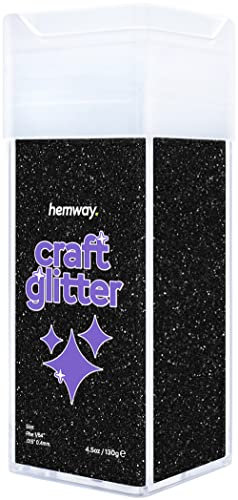 Hemway Premium Craft Glitter Shaker - Black | 130g Fine Metallic Flake Sequins for Resin & Epoxy Crafts | Craft Supplies for Festival, Tumblers, Body, Face, Eye & Nail Art