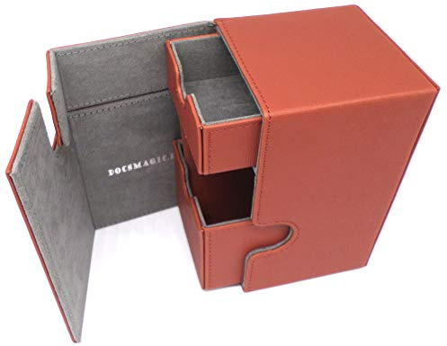 docsmagic.de Premium Magnetic Tray Box (100) Copper + Deck Divider - MTG - PKM - YGO - Kartenbox Kupfer
