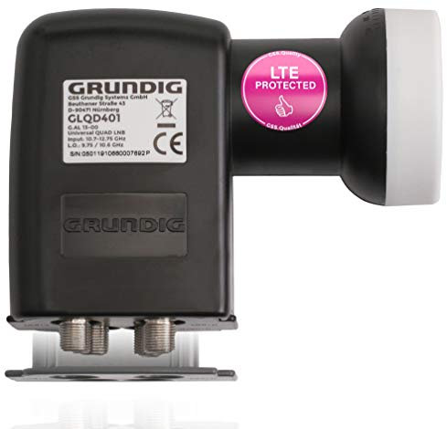 GSS Grundig Quad LNB - Antena parabólica digital para receptor de 4 participantes, 4 vías, con filtro LTE, satélite, HD, 4K, 0,1 dB, para receptores de satélite y televisores, LMB