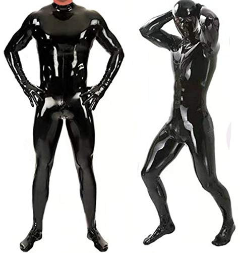Sexy Latex Enger Reißverschluss Von Herren-Jumpsuit-Gummi-Kleidung Mit Schritt-Reißverschluss (Size : XXL)