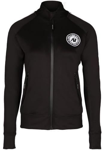 Gorilla Wear - Montana Track Jacket - Schwarz - Bodybuilding Sport Alltag Freizeit mit Logo Aufdruck leicht und bequem für optimale Bewegung aus Polyester Elasthan