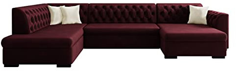 Ecksofa Gerdin mit Bettkasten und Schlaffunktion, U-Form Sofa, Eckcouch, Polsterecke mit Bettfunktion, Couch, Couchgarnitur, Wohnlandschaft (Seite: Rechts, Magic Velvet 2202 + Magic Velvet 2250)