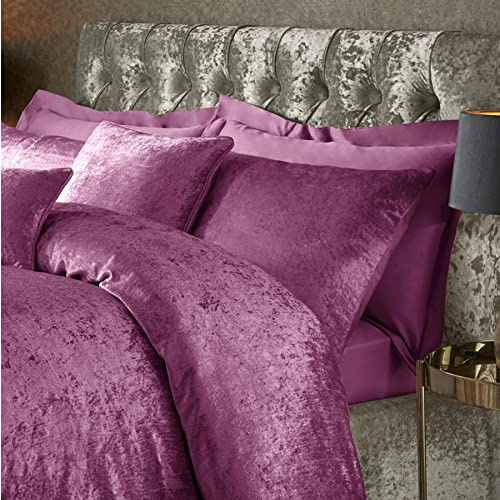 ED Luxury Crushed Velvet Duvet Quilt Cover Bedding Linen Set With Housewife Pillowcases Ultra Soft Duvet Cover Set [Super King, Pink]