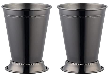 TUPMFG 380ml Edelstahl Mint Julep Tasse 2er Set, Moscow Mule Becher, Metall Cocktailbecher für Bars & Partys, Spülmaschinenfest, Schwarz