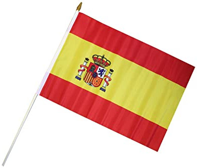 Fahne Flagge 30 x 45 cm mit Holzstab Länge 60 cm Handflagge Stockfahne (Spanien)