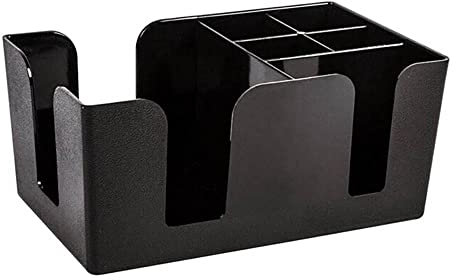 SagaSave Plastic Bar Caddy, Black Classic Bar Organiser, Bar Condiment Caddy, Table Tidy Storage for Napkin, Straw, Cocktail Stirrers