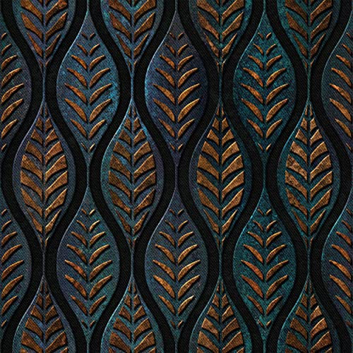 HEKO PANELS Stoff Oxford Meterware Canvas-Stoff Polyester Zum Nähen Nähstoffe Möbelstoffe Dekostoffe Handwerken Ornamenten Blätter 2 Meter 155 x 200 cm, DX1321/2mb