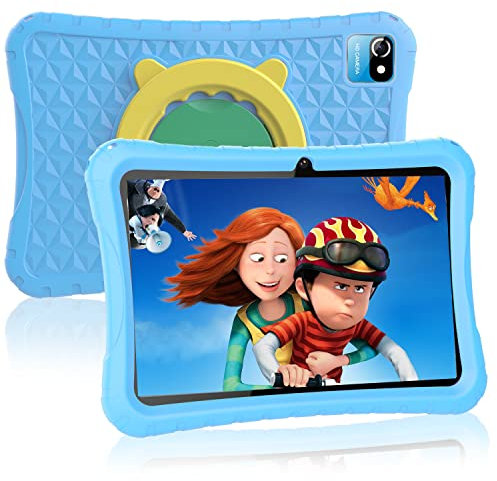 Tablet Touch Android 12 GMS, Tablet Bambini 10 pollici, 4 GB RAM+64 GB/128 GB ROM, Parental Controllo Bambini Tablet Economico, Giochi Educativi, Quad Core, Tablet WiFi per Bambini con Custodia (Blu)