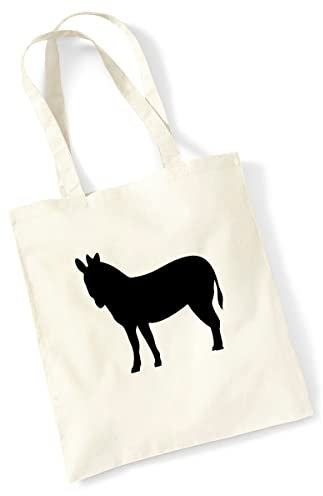 Huuraa Tasche Esel Silhouette Geschenk 10 Liter Natural Baumwolle Esel Accessoire