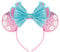 YUNISS Pink Sequin Mouse Ears Headband for Women Girls Princess Dress Accessories Decorations Party