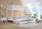 Erst-Holz Doppel-Etagenbett 140x200 und 90x200 Erwachsenen-Stockbett Kiefer Massivholz weiß V-60.18W-09-14, Ausstattung:Rollrost und Doppelbettkasten inkl.