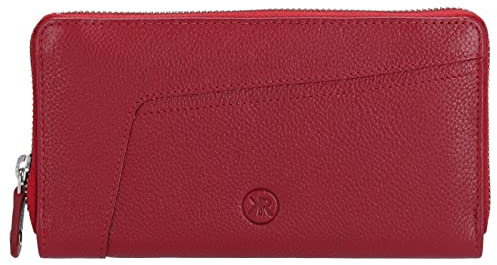 Kenorada Langbörse Damen Euphrat Long Zip Wallet | große Börse für Damen | Portemonnaie aus echtem Leder | separates Münzfach und 11 Kartenfächer | Portmonee Damen Echtleder (rot)