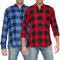ANDREW SCOTT Herren-Flanellhemden, Baumwolle, langärmelig, Button-Down-Hemden, Multipacks, mehrere Plaids, 2er-Pack – Buffalo Plaid Red/Buffalo Plaid Blue, Mittel