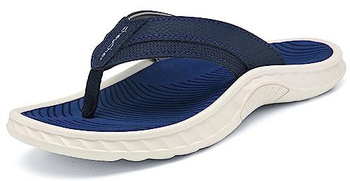 ChayChax Infradito Uomo Sandali Sportivi Ortopediche per Arco Scarpe da Spiaggia e Piscina Antiscivolo Ciabatte,Blu Scuro-Bianco,42 EU