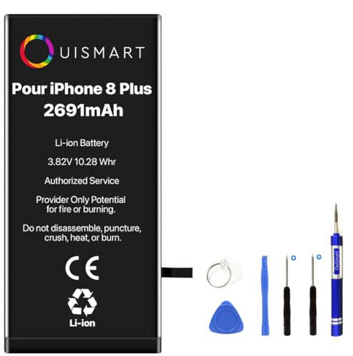 OUISMART® KIT Batterie pour IPHONE (avec Kit Outils, iPhone 8 Plus)