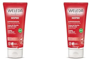 WELEDA Bio Inspire Duschgel vegan - Naturkosmetik Granatapfel Duschseife für Frauen & Männer mit Orange/Vanille Duft, Natürliche Hautpflege Dusche zur Reinigung von Gesicht & Körper (1x 200ml)