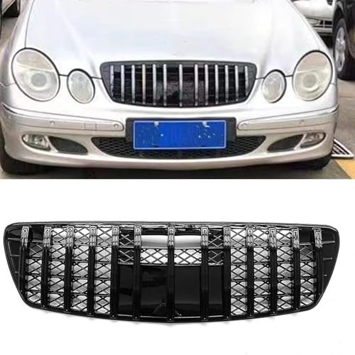 QCHIAN Kühlergrill für Mercedes Benz W211 E Class 2003 2004 2005, Auto Frontgrill Grill Kühlergrill, Frontstoßstange Radiator Grille, Racing Mittelnetz Grills, Front Ersatz Hauben Grill