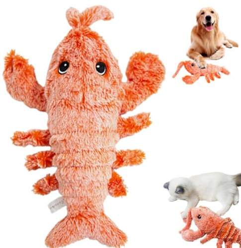 EHOTER Floppy Lobster Hundespielzeug USB Aufladen Hund Kauspielzeug Fidget Hummer für Hunde Katzen Haustiere (1 Stück Hummer)