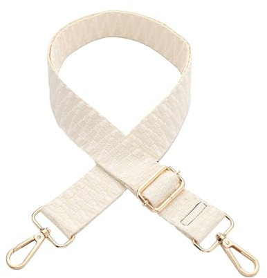 Whakano Verstellbar Schultergurt für Taschen,3,8cm Breit Taschengurt,Längenverstellbarer 75-145cm Schulterriemen,Ersatz Taschenriemen Schultergurt,für Duffel Laptoptasche,Weiß,Goldschnalle