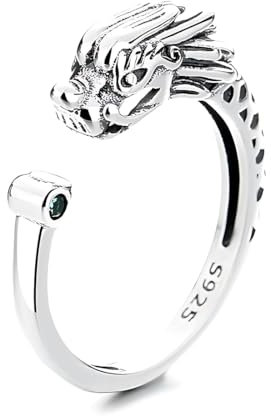 JTUYPT 2024 Offener Größenring, Verstellbar 925 Sterling Silber Modell Drache Ring Geschenk für Sie/him