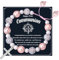 CASSIECA First Holy Communion Bracelets for Girls Communion Gifts for Girl Pink Purple Cross Bead Bracelets Christian Gift Baptism Gift for Girl