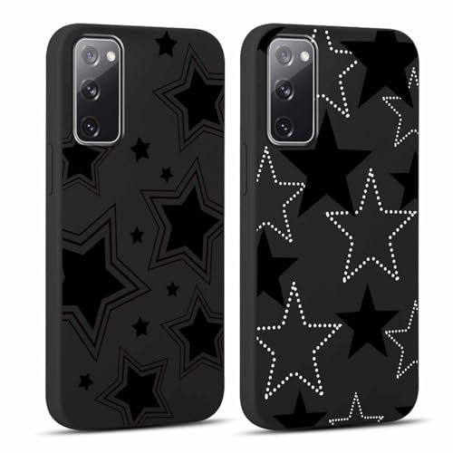 Yoedge 2 Stück Handyhülle für Samsung Galaxy S20 FE 4G/5G Hülle 6,5, Stern Muster Design Frauen Mädchen Aesthetic Kawaii Motiv Handyhülle Dünn Weich Schwarz Silikon Slim TPU Stoßfest Schutzhülle