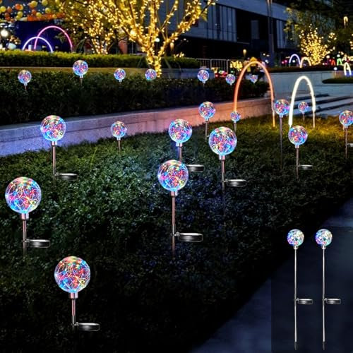 MXJFYY Weihnachten Solarlampen für Außen Garten, 2pcs Solar Globe Lichte mit 20 LEDs, Weihnachtsdekolicht, Solar LED Außen Garten Leuchten, Terrasse und Pfadbeleuchtung