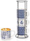 Eorbow 4 Pack Ceramic Coffee Mug Set with Rack, 16 OZ Stackable Cappuccino Cups with Metal Stand, Blue and White Porcelain Tea Mugs for Latte, Americano, Milk, Hot Cocoa, Beverages, Microwave Safe