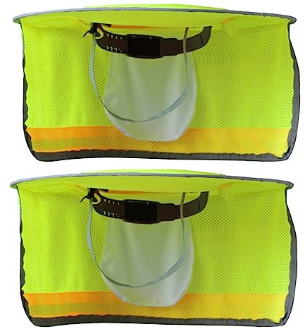 SEWOART 2stücke Reflektierender Sonnenschutz Für Schutzhelm Mit Voller Krempe Atmungsaktiver Nackenschutz Hohe Sichtbarkeit Neonorange Für Baustellen Und Outdoor-aktivitäten