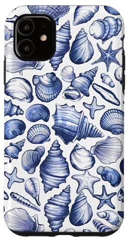 Coastal Beach Summer Ocean Seashell Blue Aesthetic Case for iPhone 11