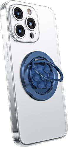 KEEPRO Anillo Soporte Magnético para mag-Safe, Rotación de 360° Anillo Ventosa Movil Silicona para Vídeos de TikTok y Selfies, Compatible con iPhone 16/15/14/13/12 Serie (Azul)