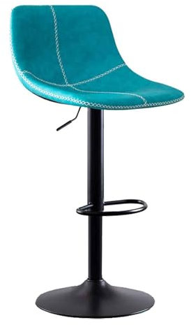 Generic Barhocker,Pu Leder Barhocker Mit Rückenlehne Und Fußstütze 59-79Cm Höhenverstellbarer Drehbar Stuhl/Blau/59-79Cm