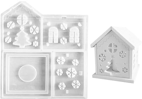 Silikonformen Gießformen Häuser, 3D Silikonform Haus Silikonform Kerzenhalter Silikonform Weihnachten Gießformen Silikon Gießform Haus Gips Zum Gießen Giessformen Silikon Gießform Kerzenhalter (G)