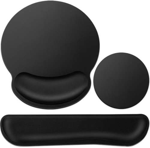 Acezeek 3-in-1 Mauspad Set, Mauspad mit Gelkissen+Handballenauflage Tastatur+Cup Pad,Ergonomisches Mauspad mit Memory Foam,Mouse Pad Schmerzlindernd,rutschfest Gaming Mauspad für Zuhause,Büro,Spiele