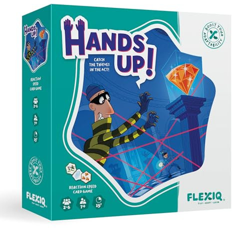 FlexiQ Hands Up! Kartenspiel | Gesellschaftsspiele für Erwachsene und Kinder ab 7 Jahre | Reisespiele für 2-6 Personen | 15 Minuten Spieldauer