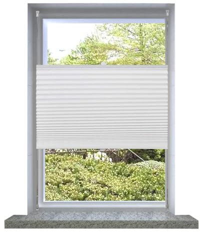 Fenster Rollo ohne Bohren,Plissee Faltrollo Rollo Plisseerollo 40x150cm WeißGeeignet für Schlafzimmer Badezimmer Fenster