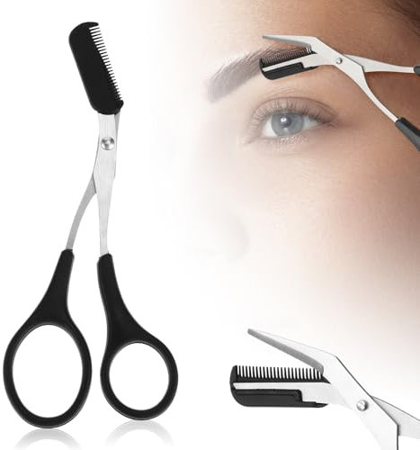 Augenbrauenschere Edelstahl Augenbrauen Schere Präzision Augenbrauenschere Professionelle Augenbrauenschere Augenbrauenschere Mit Kamm Augenbrauen Schere Für Frauen Für Männer (Schwarz)