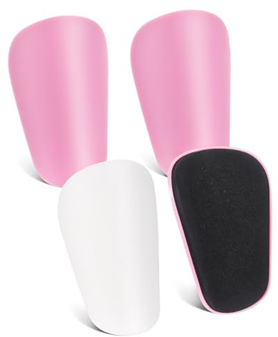 AOZUO 2 Paar Schienbeinschoner Stutzen, 10cm Kinder Fußball Mini Schienbeinschoner Fußball Herren Schienbeinschonerhalter Kickboxen Schienbeinschützer Football Shinpads für Kinder(Weiß + Rosa)