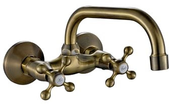 AQG - Grifo de Pared Athos para Fregadero - Bimando Clásico Vintage Cocina - Diseño Elegante y Funcionalidad Superior - Color BRONCE