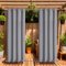 LiveGo Rideaux d'extérieur Imperméables avec Œillets (Haut et Bas), 2 Panneaux Occultants Anti-UV et Coupe-Vent pour Terrasse, Pergola, Jardin, Véranda, Balcon