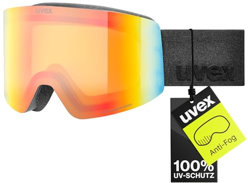 uvex provoqe FM - stylische, verspiegelte Skibrille mit Anti-Fog-Beschichtung und Over-The-Glasses-Konstruktion für Damen und Herren - black matt/rainbow-clear - one size