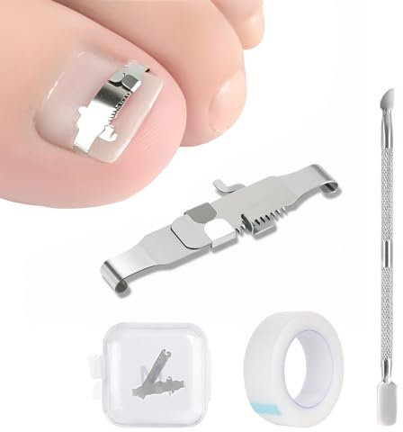 Ingrown Toenail Treatment Corrector Set, Wearable Stainless Steel Clip Buckle Ingrown Toenail Tool for Men Women Manicure and Pedicure Use Personal Care Toenail Pain Relief (M)