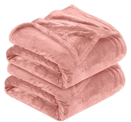 MOONLIGHT20015 Silk Touch Warm 2 Pack Fleece Blankets - 400 GSM Throws for Sofa Fluffy Blanket Bed Throw for Bedroom, Couch, Travel, Kids, Bedroom Accessories Pink, King (230 X 270CM)