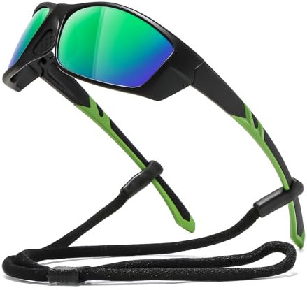 Suertree Polarisiert Sportbrille Sonnenbrille Herren Damen, Schnelle Brille, Winddichte Fahrradbrille UV400, Reitsonnenbrille Outdoor Sports Sonnenbrille, schwarz+grün